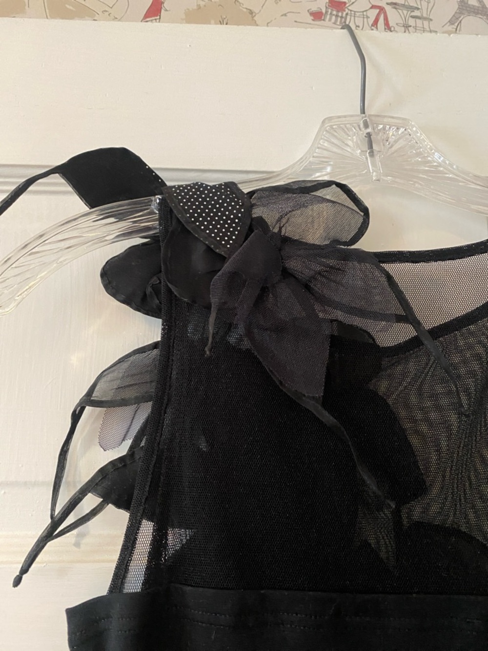 Anne Fontaine. Black t-shirt knit cami with silk flowers. Sz. 36/ XS - Picture 7 of 8